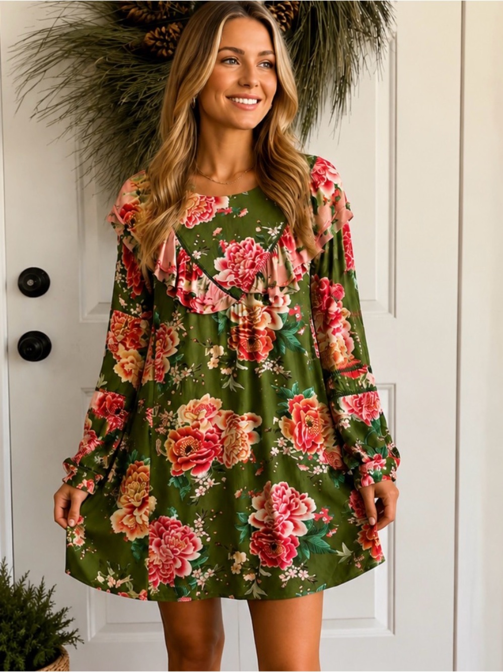 Farm Rio for Anthropologie  Elinor Floral Tunic Dress Size Medium